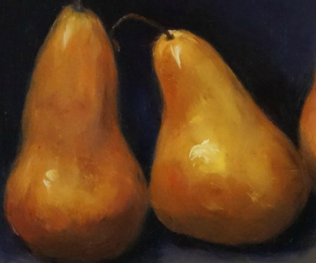  Three Pears    Painted in the Style of Realism, Oil Texas Artist - Painting by Helene Robinson