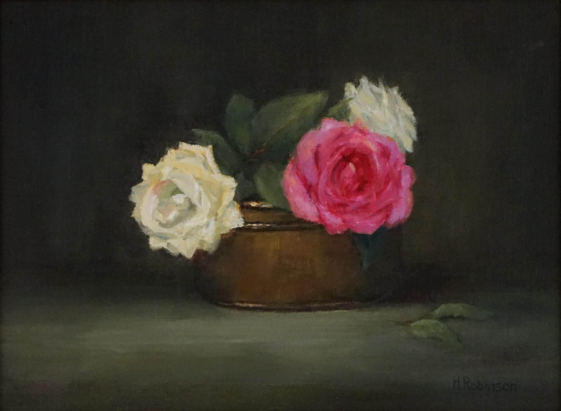 Helene Robinson Still-Life Painting -   Roses in Copper   Painted in the Style of Realism, Oil Texas Artist