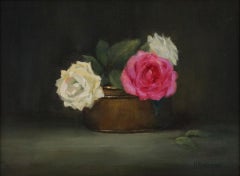   Roses in Copper   Painted in the Style of Realism, Oil Texas Artist