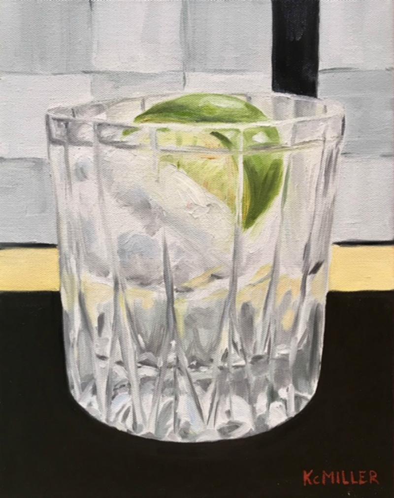 Cocktails  Series of 8 different paintings, soft pop art, Realism  - Beige Still-Life Painting by Ken Miller