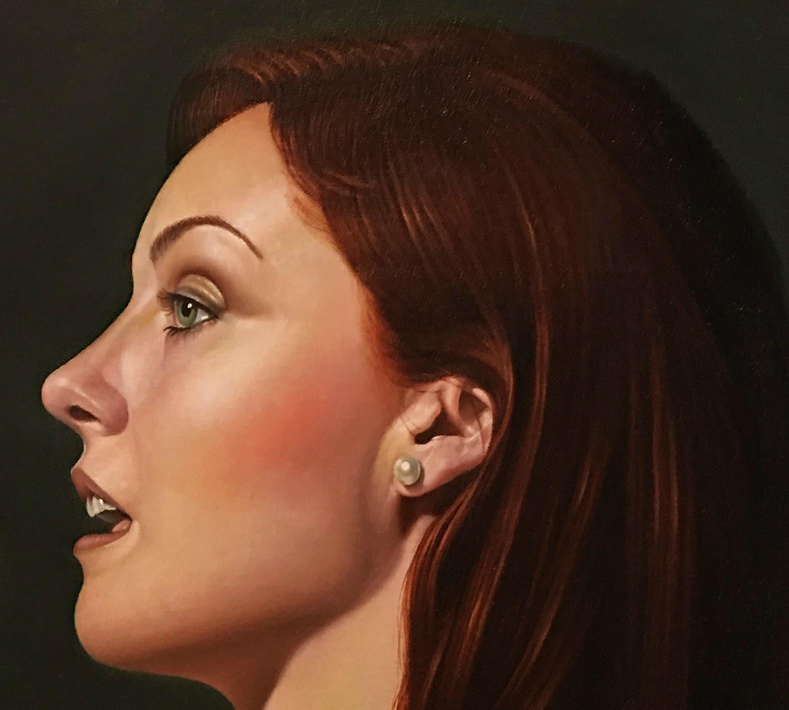 .Paloma Picasso Rot, amerikanischer Maler des Realismus, repräsentative figurative Kunst – Painting von Gary Hernandez