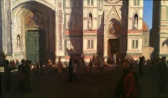 Der Duomo, Ölgemälde im Stil des Realismus, Florenz, Italien Licht und Schatten