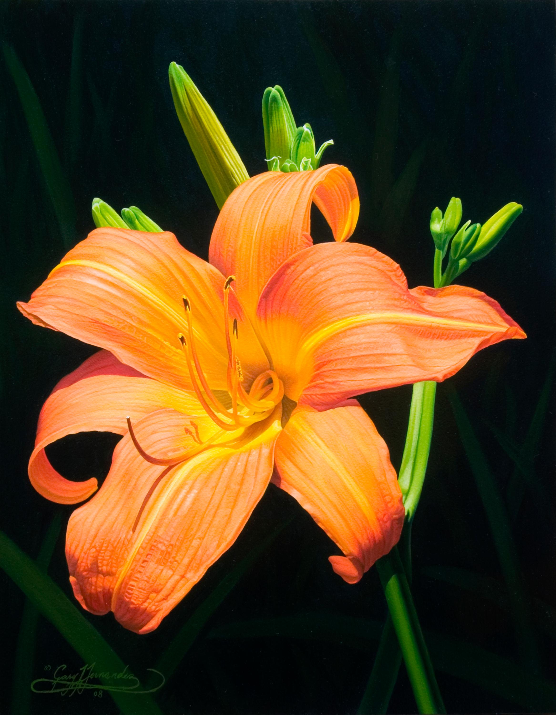 Gary Hernandez Still-Life Painting - Monika's Lilies American Realist painter, floral painting, Representational