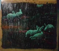 Until the Rope Runs Out, oil and mixed media, Figurative, Emerging Cuban Artist