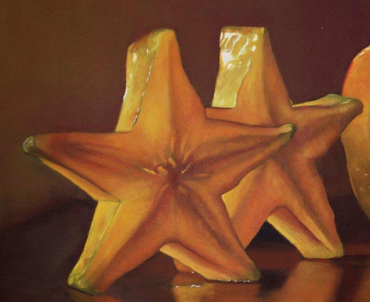 Starfruit , oil painting , still-life , Realism style, American Realist  - Painting by Scott Kiche