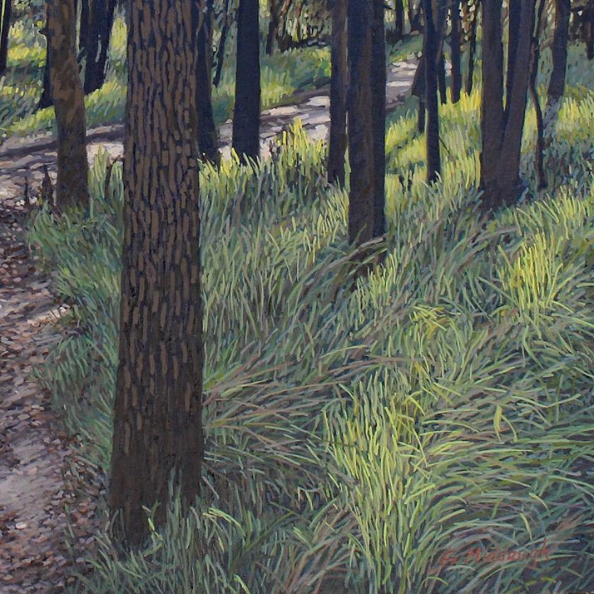 Forest Bathing  , landscape oil painting, in the  Realism style, Texas artist - Painting by Garrett Middaugh