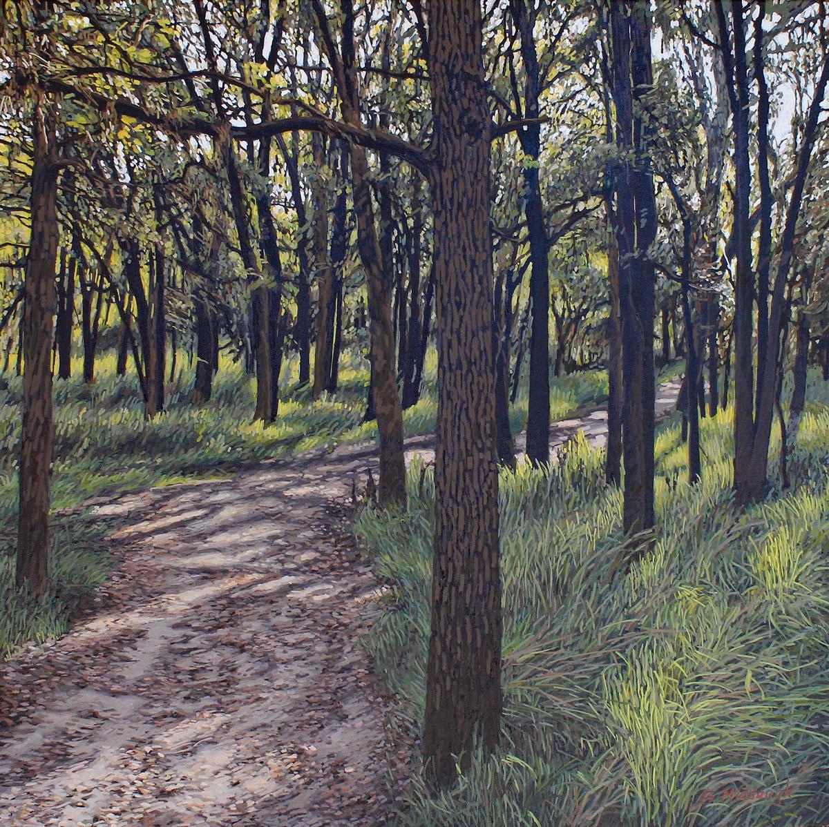 Garrett Middaugh Landscape Painting - Forest Bathing  , landscape oil painting, in the  Realism style, Texas artist