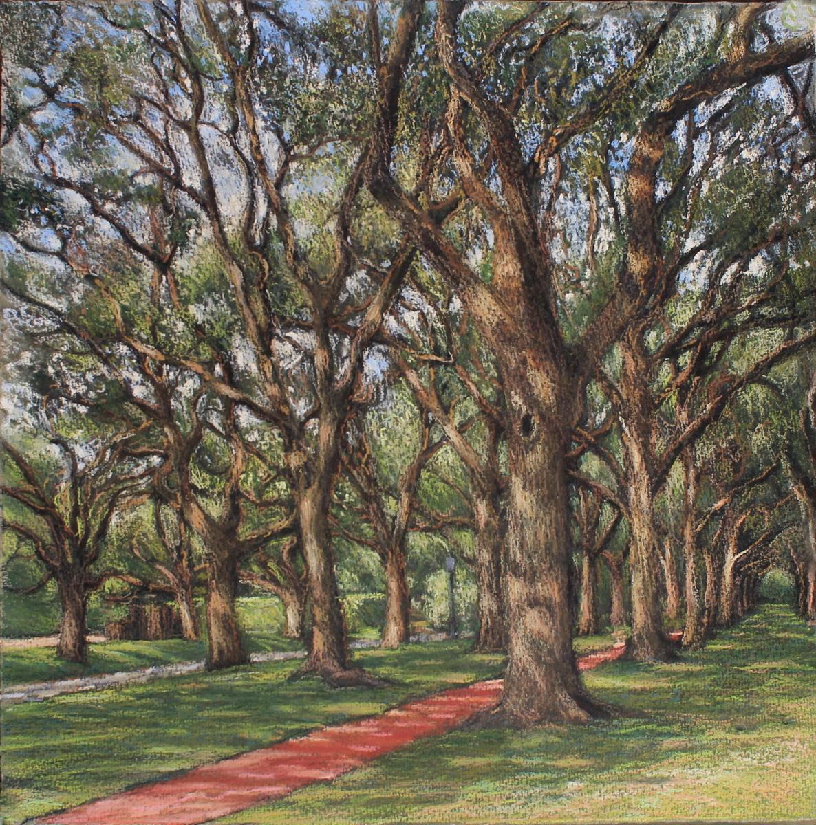 Garrett Middaugh Landscape Painting - North Blvd, Houston, landscape oil painting, in the  Realism style, Texas artist