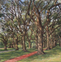 North Blvd, Houston, landscape oil painting, in the  Realism style, Texas artist