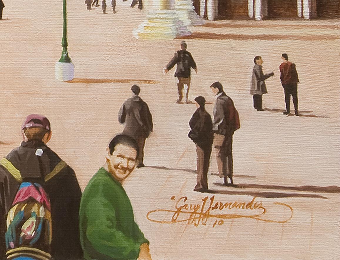 Vacaciones en Venecia, Realista americano, Representacional, Paisaje, Venecia Italia - Portrait Painting Gris de Gary Hernandez