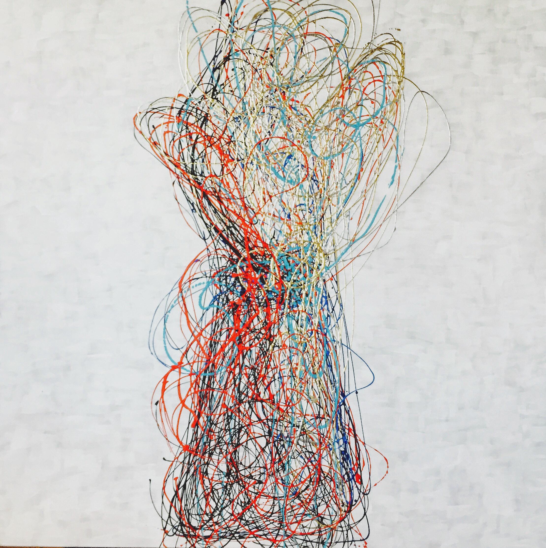 Abstract Painting Michael O'Briant - Peinture - Balloon, peinture abstraite, artiste américain, oeil, techniques mixtes