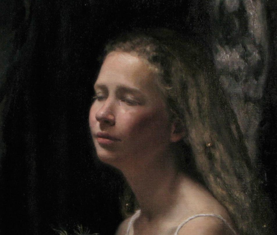 Année, peinture à l'huile, réalisme classique, artiste norvégien, Florence Academy - Réalisme Painting par Cornelia Hernes