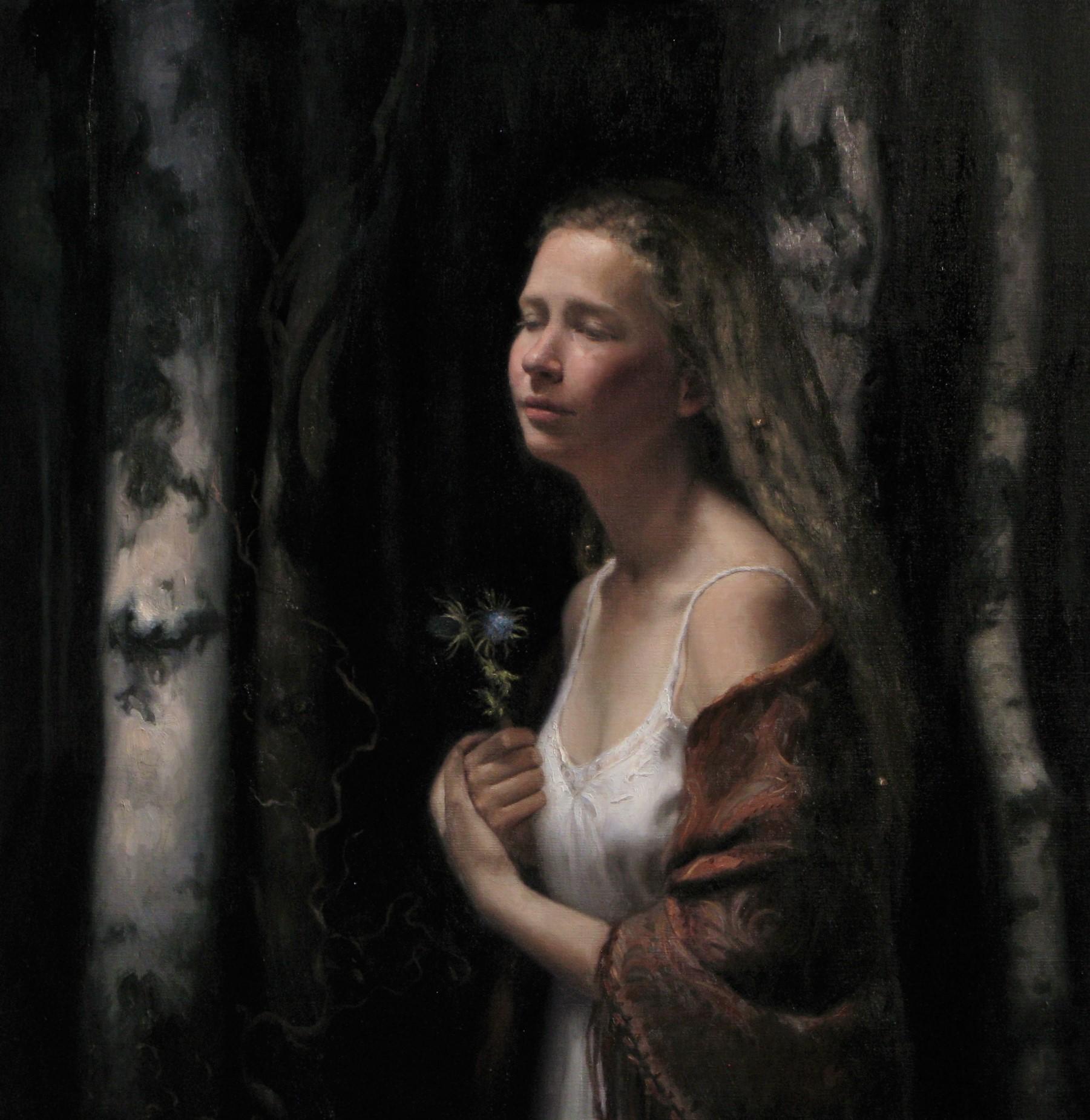  Yearning, oil painting, Classical Realism, Norweigan Artist, Florence Academy - Painting by Cornelia Hernes
