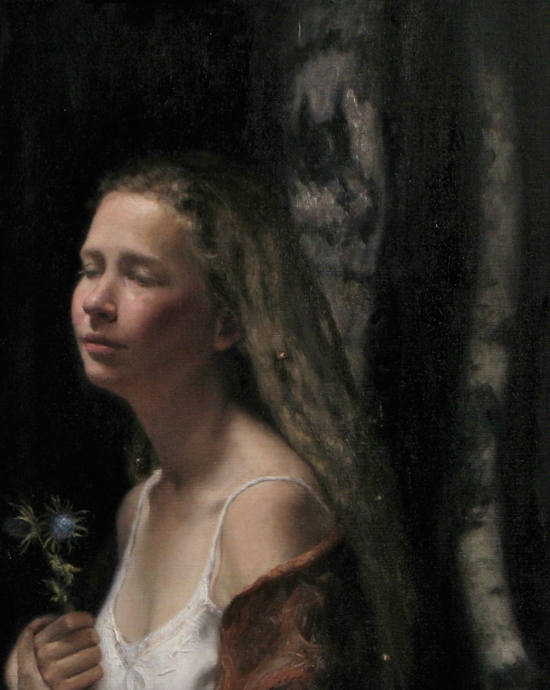  Yearning, oil painting, Classical Realism, Norweigan Artist, Florence Academy - Realist Painting by Cornelia Hernes