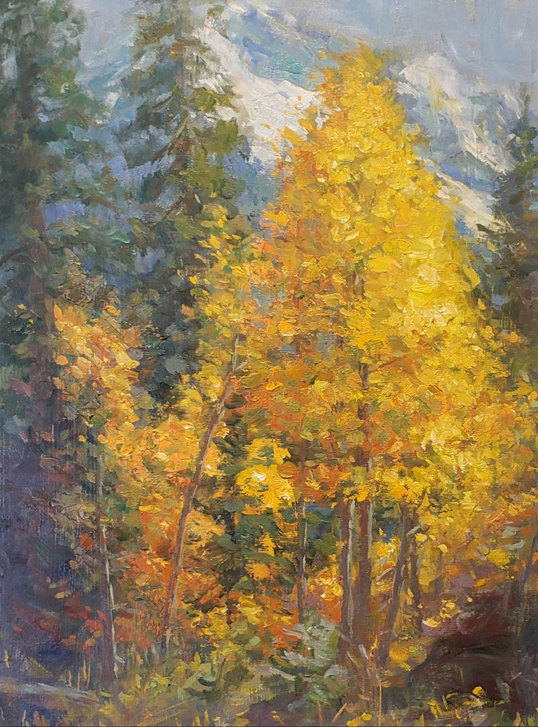 Aspens,   Landscape, oil painting , Texas Artist, Western Art, Colorado  - American Impressionist Painting by William Kalwick