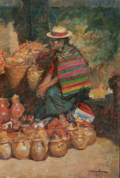 Todos Santos Market Guatemala, oil painting, vivid colors , Texas Artist,