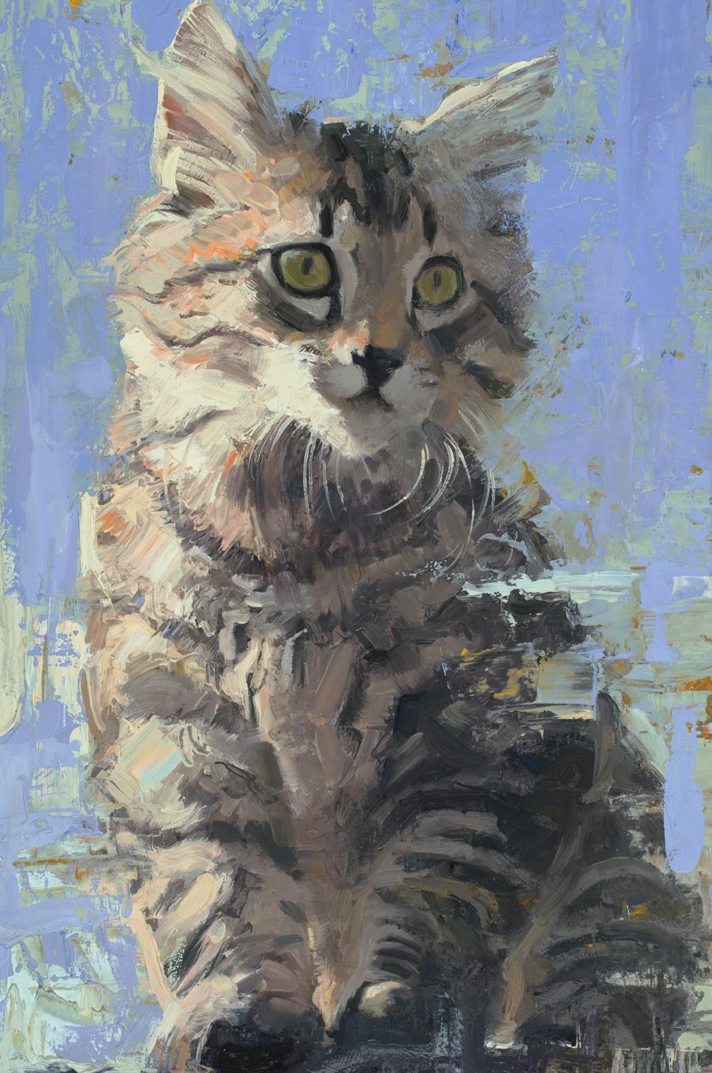 impressionist cat painting