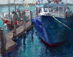 Docked, oil painting, Award of Excellence,  San Francisco Harbor, Ocean,framed