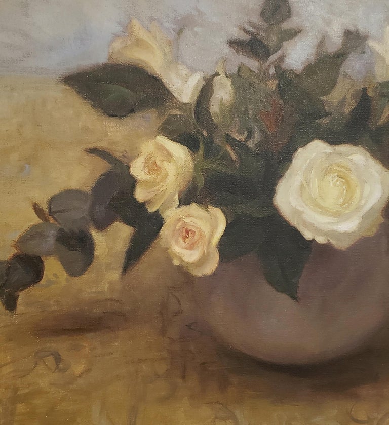 Melissa F Sanchez White Roses Oil Painting On Linen Style Of Realism Florence Framed For Sale At 1stdibs
