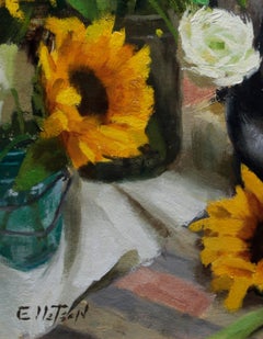 Sunflowers & Ranunculus, Floral Painting, Representational Oil Painting, SW ART