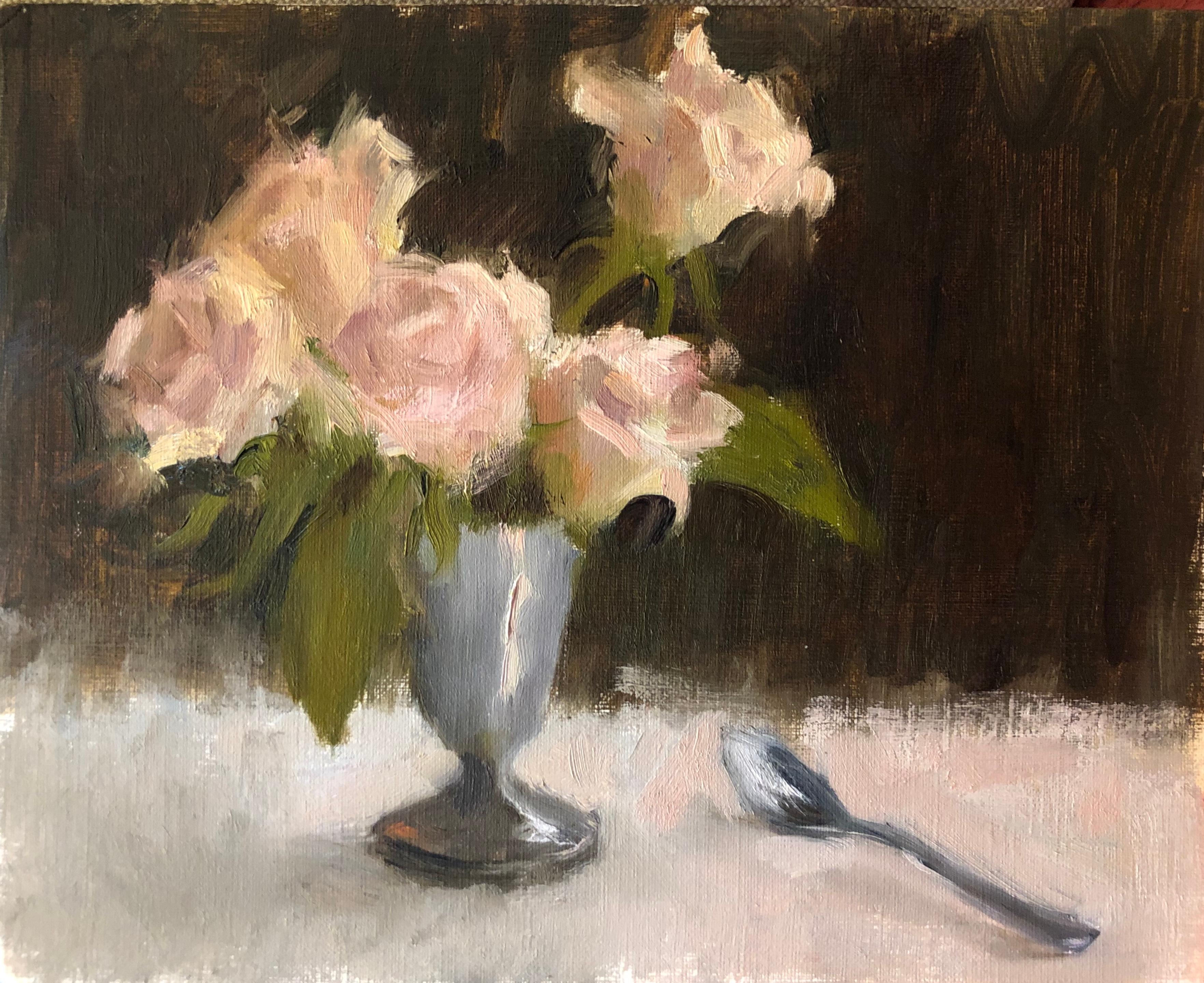 Stuart Fullerton Still-Life Painting - Roses, 8x10 , Impressionist Painter, Oil Painters of America , Painting 