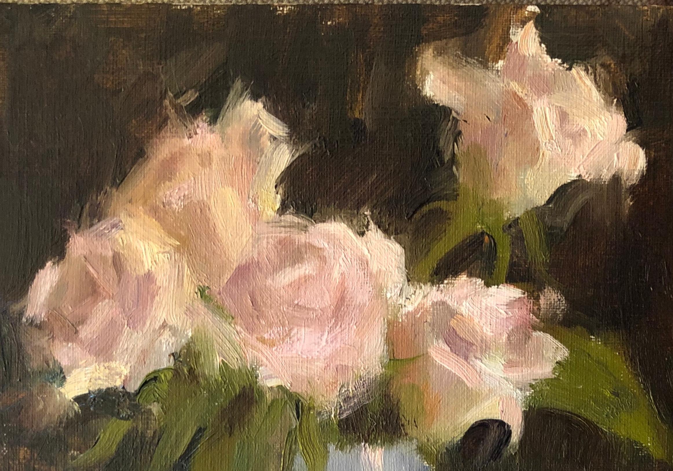 Roses, 8x10 , Peintre impressionniste, Peintre à l'huile d'Amérique , peinture  - Noir Still-Life Painting par Stuart Fullerton