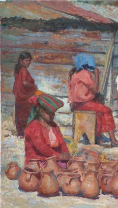 Colotenango Market,   Guatemala Indigenous , oil, vivid colors , Texas Artist,