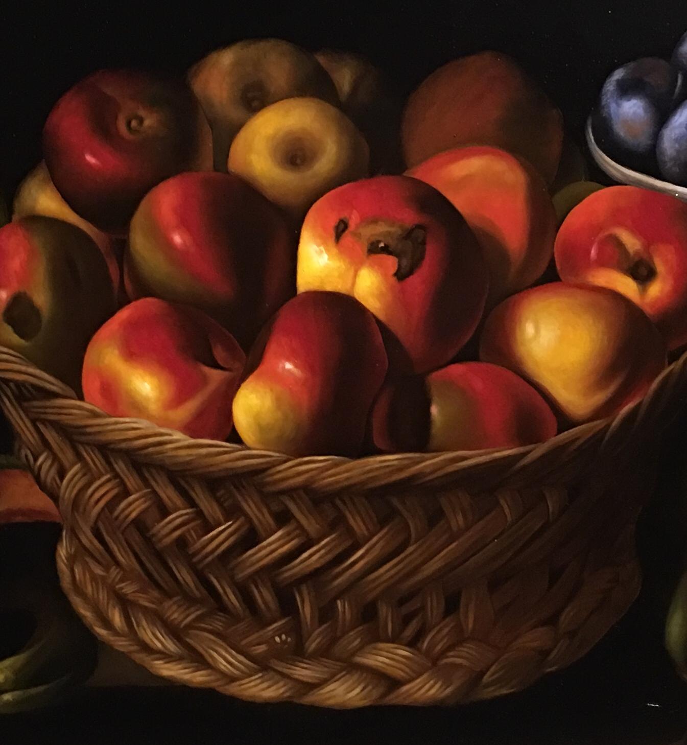 Fruits italiens, Nature morte, artiste italienne, Florence, réalisme, peinture à l'huile. - Réalisme Painting par Barbara Castrucci