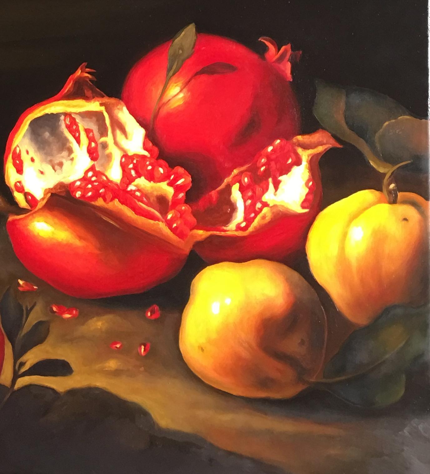 pomegranate still life painting