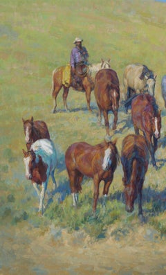 Moving On,30x36, Peinture à l'Oil Western Art, ol. Artiste texan, paysage