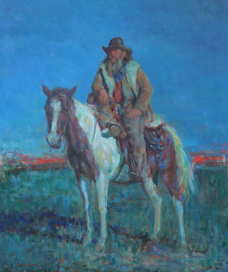 William Kalwick Figurative Painting - A Time to Reflect 24 x 20,Oil Painting Western Art, oíl. Texas Artist, Landscape