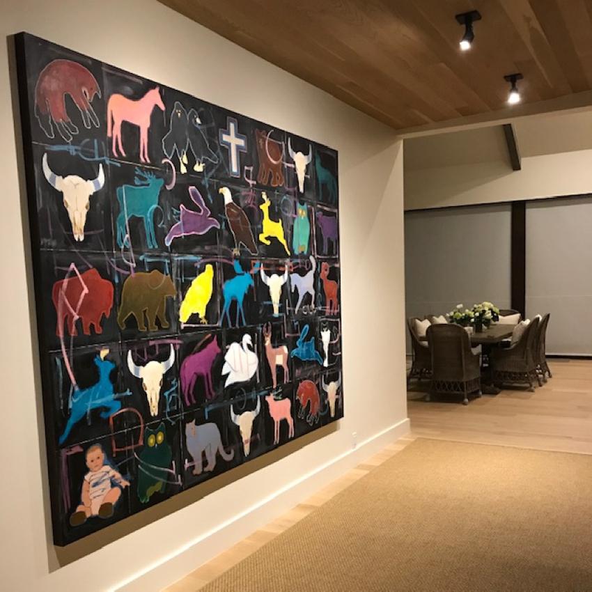 American Wildlife, 48 x 60 Oil Painting, Animal Painting, American Artist - Black Figurative Painting by Joan Breckwoldt