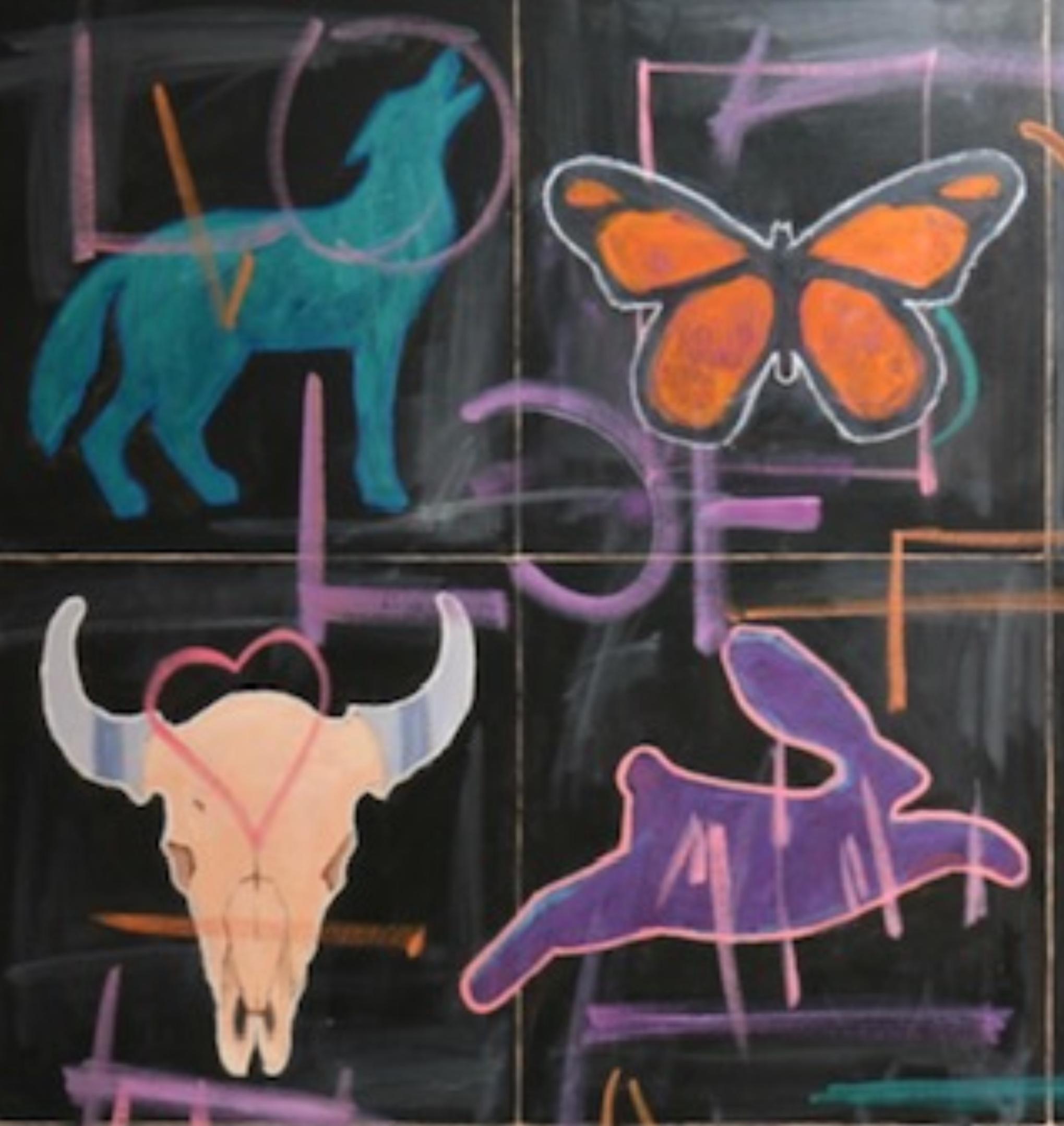  American Wildlife represent wildlife from across the United States of America. Joan Breckwoldt has used bright bold colors to bring out the movement and features of the wildlife in American Wildlife which is an Oil Painting.

Joan Breckwoldt paints