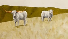 Green Pasture, Texas Artist, Realist, Light and Shadow, Texas Cattle, Rodeo