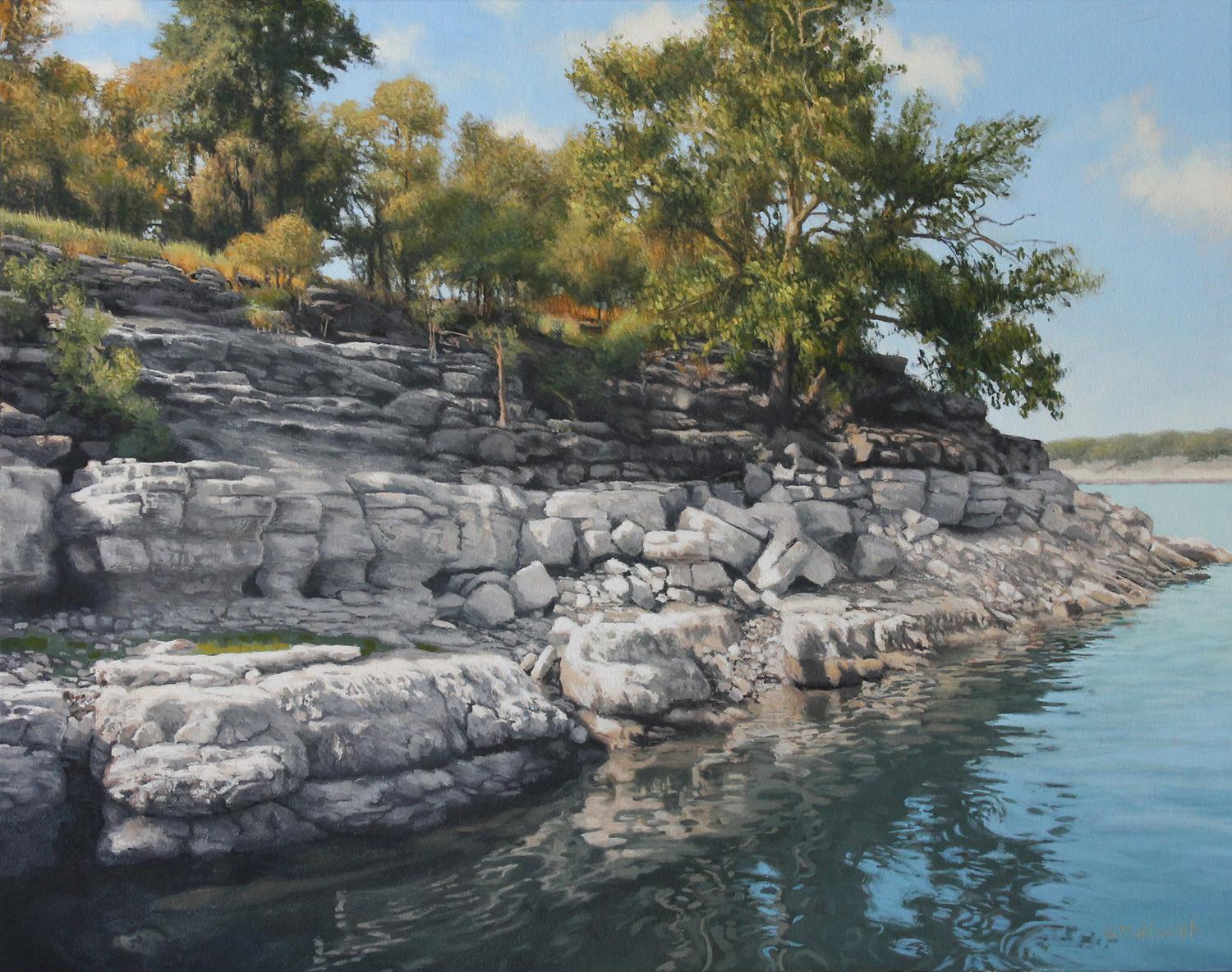 Frio River, oil painting Realism style, Texas Artist - American Realist Painting by Garrett Middaugh