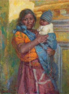 Santa Maria de Jesus, Mujer con Bebe, Guatemalan Mother and Baby, Texas Artist, 