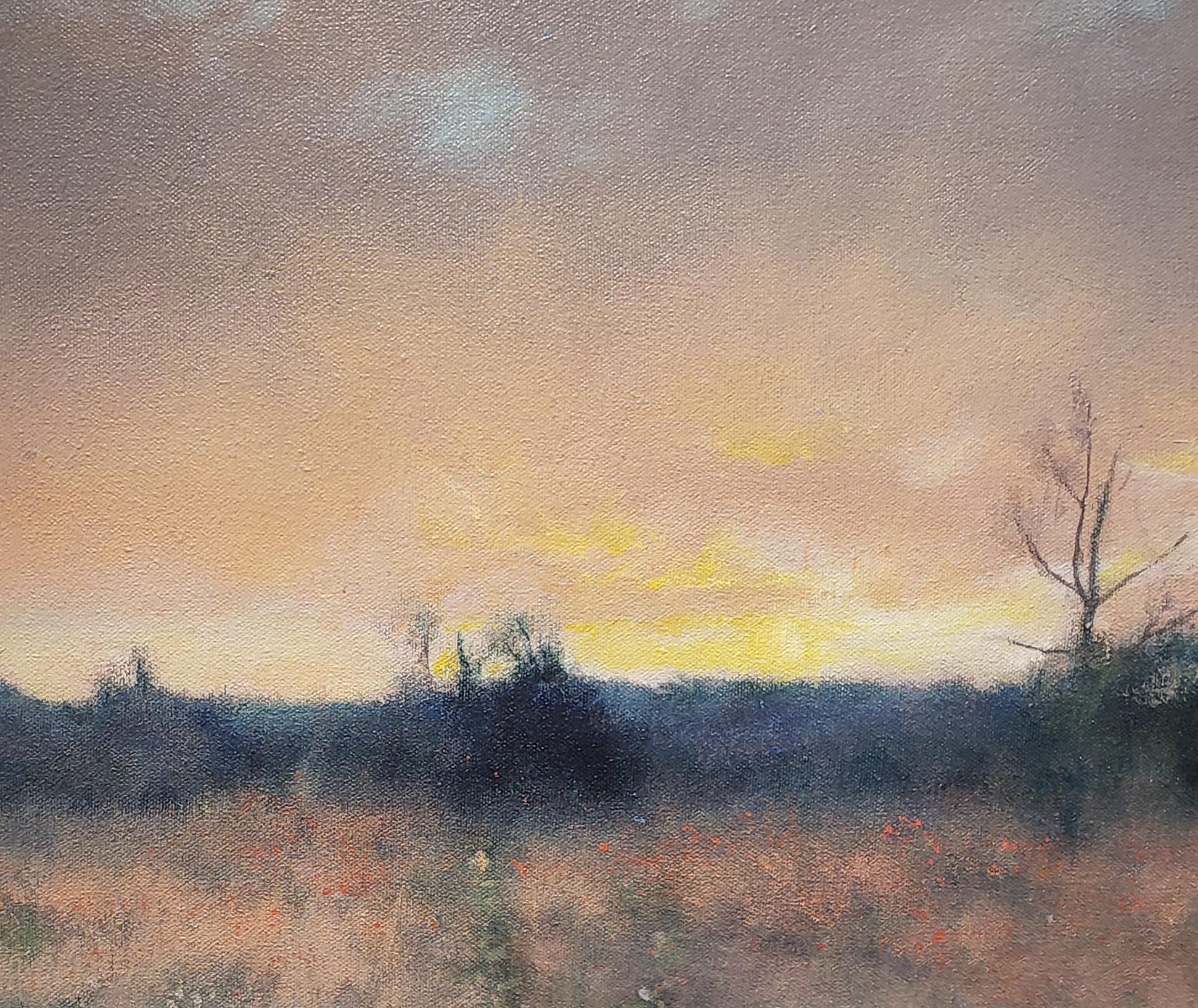 Far from the West, American Luminism, Texas Landscapes, ethereal landscapes - Painting by Chris Burkholder