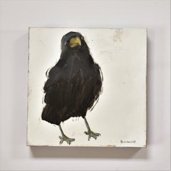 Raven 4 , Figurative, Texas artist, Women in the Arts,  12 x 12 oil, Birds.