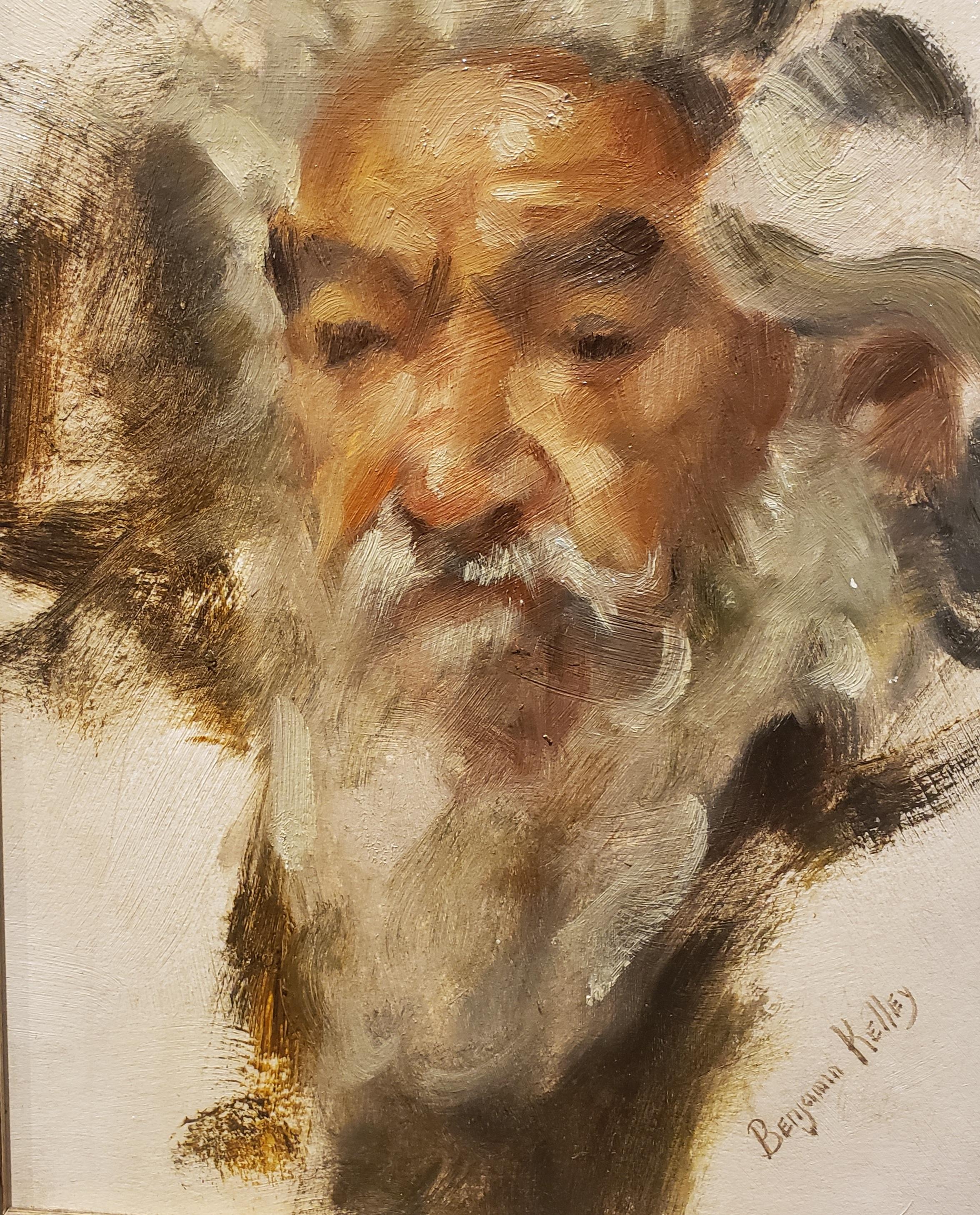 The Wise Man, oil painting, Benjamin Kelley, Southwest Art, 21x19 framed portrait 1