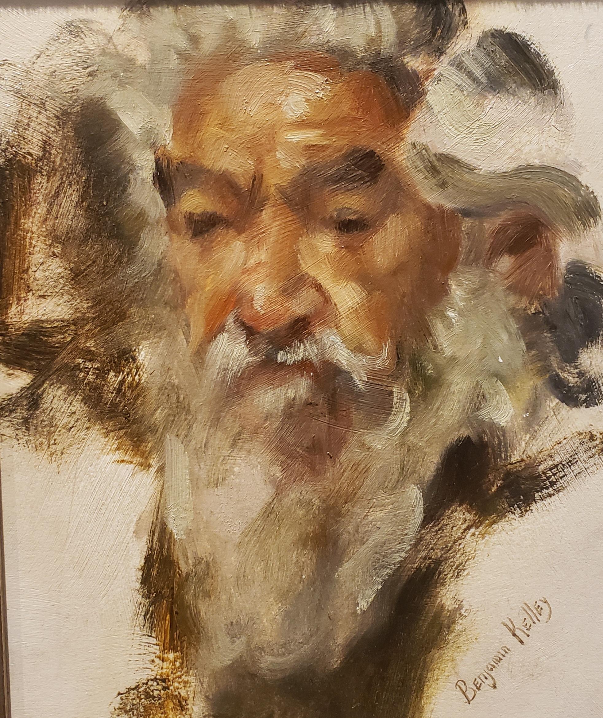 The Wise Man, oil painting, Benjamin Kelley, Southwest Art, 21x19 framed portrait 3