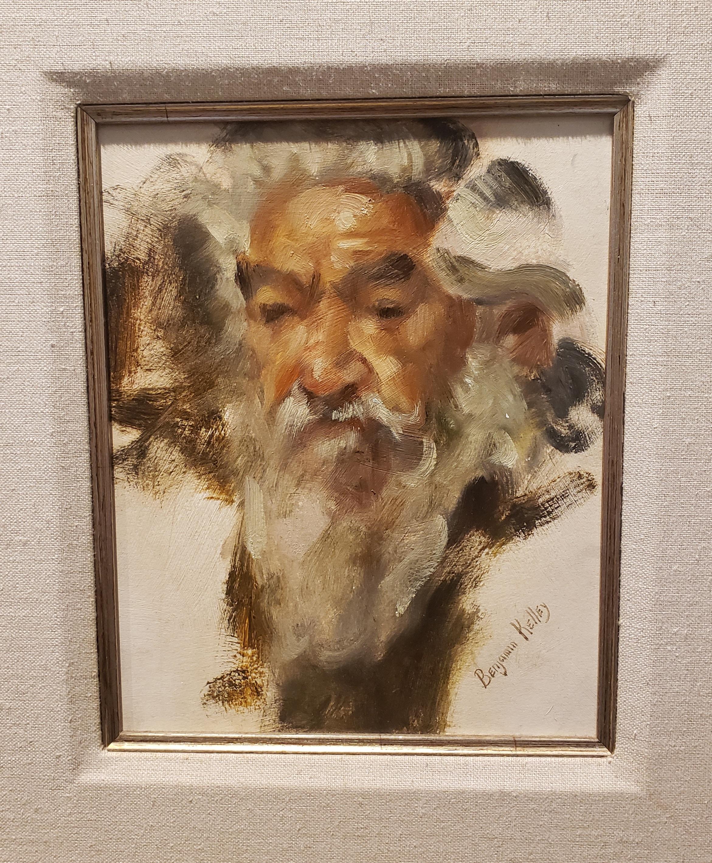 The Wise Man, oil painting, Benjamin Kelley, Southwest Art, 21x19 framed portrait 4