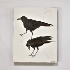 Double Trouble Pentimento, Texas artist, Women in the Arts, 20 x 16 oil, Birds.