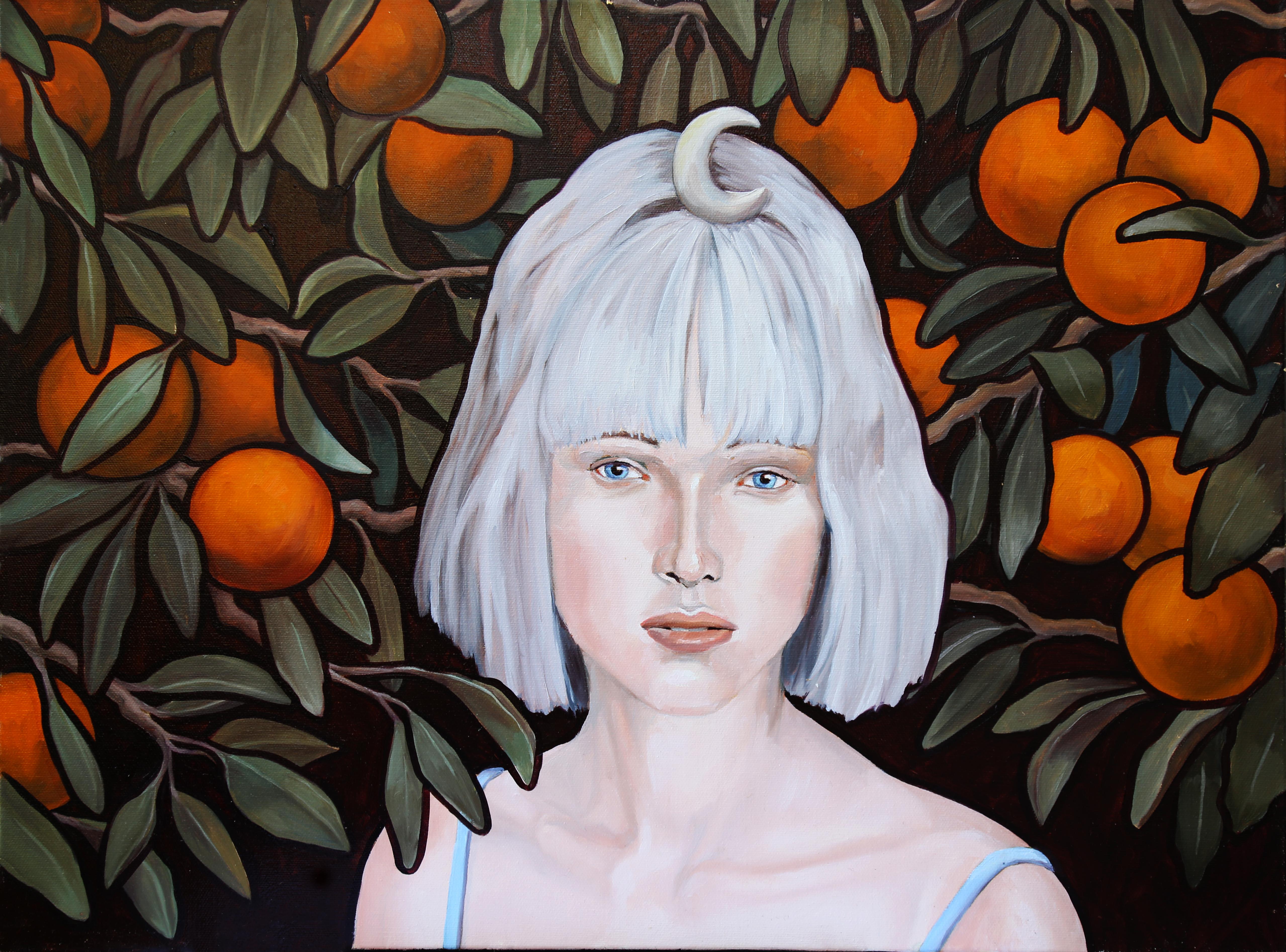 Portrait Painting di Honora Jacob - Luna, pittura ad olio, Donne nelle arti, Pittura realistica, Personaggi storici