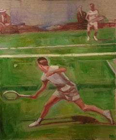"Tennis Match" Original Sports Oil Painting by Mary Sinner
