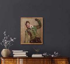 "Bullseye" Original Oil Painting by Mary Sinner, Woman & Snowball, Fun Playful