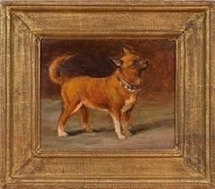 Antique Dog Portrait of a Chihuahua Oil Painting on Board by Gaston Noury (1866-1936)
