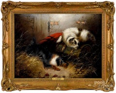 “2 Terriers Ratting in a Barn” Dog Portrait Edward George Armfield (1817-1896)