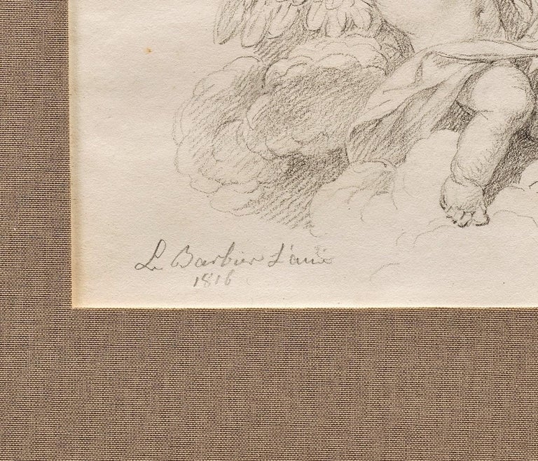 Drawing of Putti in the Clouds by Jean-Jacques le Barbier l'Ainé (1738-1826) - Brown Portrait by Jean Jacques Francois Le Barbier