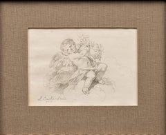 Le dessin de Putti dans les nuages de Jean-Jacques le Barbier l'Ain (1738-1826)