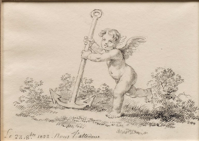 Drawing of Putti with Anchor by Jean-Jacques le Barbier l'Ainé (1738-1826) - Academic Art by Jean Jacques Francois Le Barbier